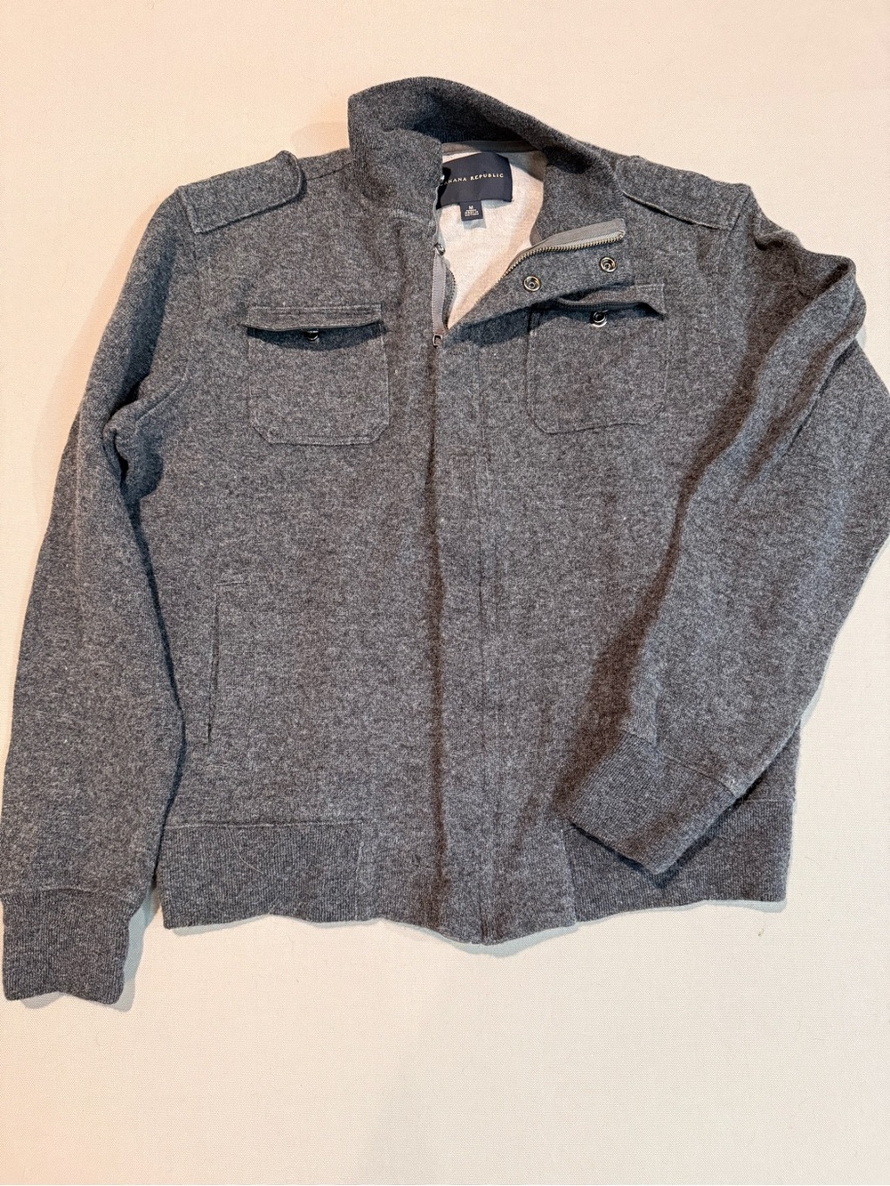 Banana Republic Grey Men’s Heathered Zip-Front Snap Jacket men’s M